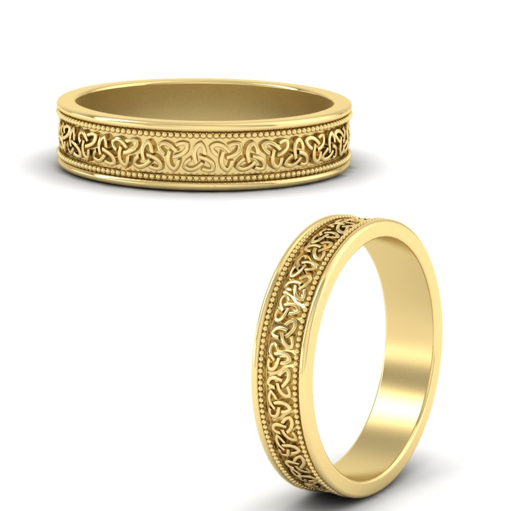 Celtic Mens Gold Band Rings Fascinating Diamonds