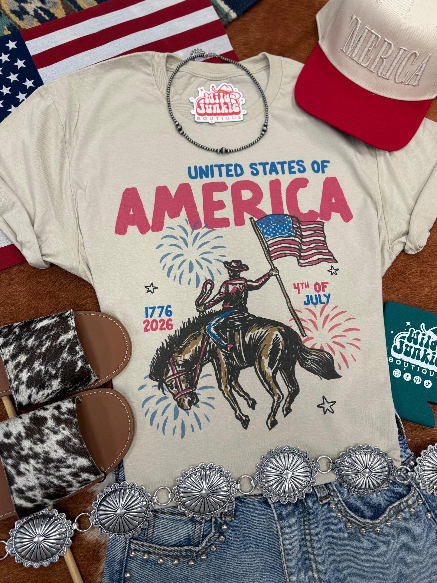 United States of America Cowboy Graphic Tee Wild Junkie