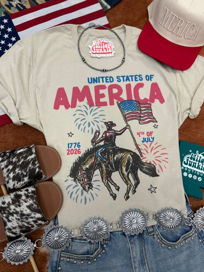 United States of America Cowboy Graphic Tee Wild Junkie
