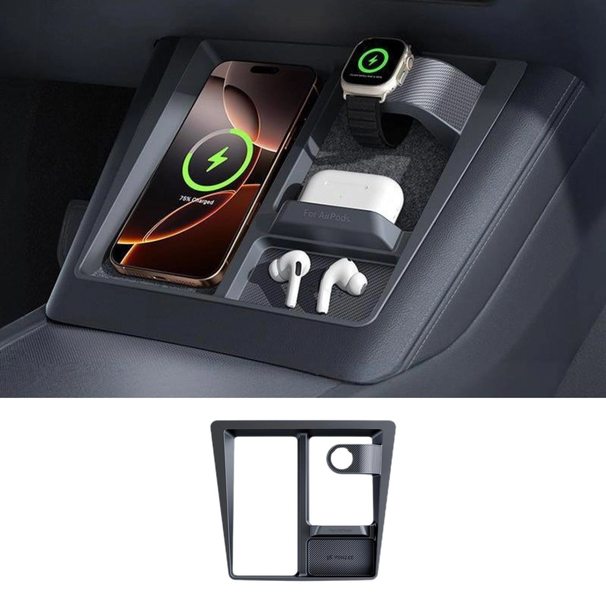 3-in-1 Wireless Charging Anti-Slip Organizer for Model 3 Highland / Model Y Juniper | TESERY Tesery Official Store