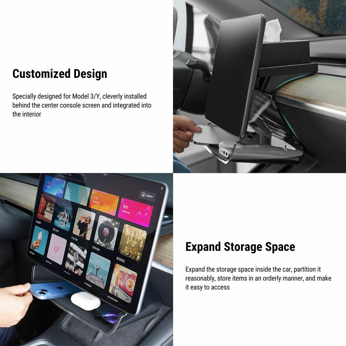 Center Console Organizer Under Screen Storage for Tesla Model 3 & Model Y Tesery Official Store