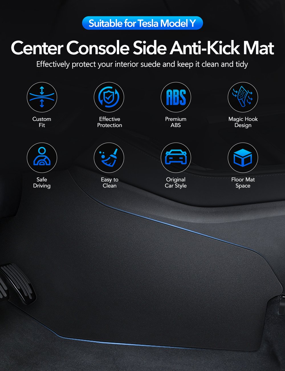 Center Console Side Anti-Kick Mat For Tesla Model Y Tesery Official Store