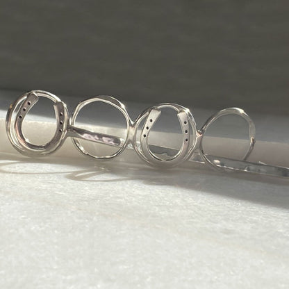 Handcast Horseshoe and Sterling Silver on Brass Center Ring Bun Cover Urban-Equestrian