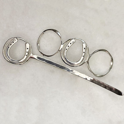 Handcast Horseshoe and Sterling Silver on Brass Center Ring Bun Cover Urban-Equestrian
