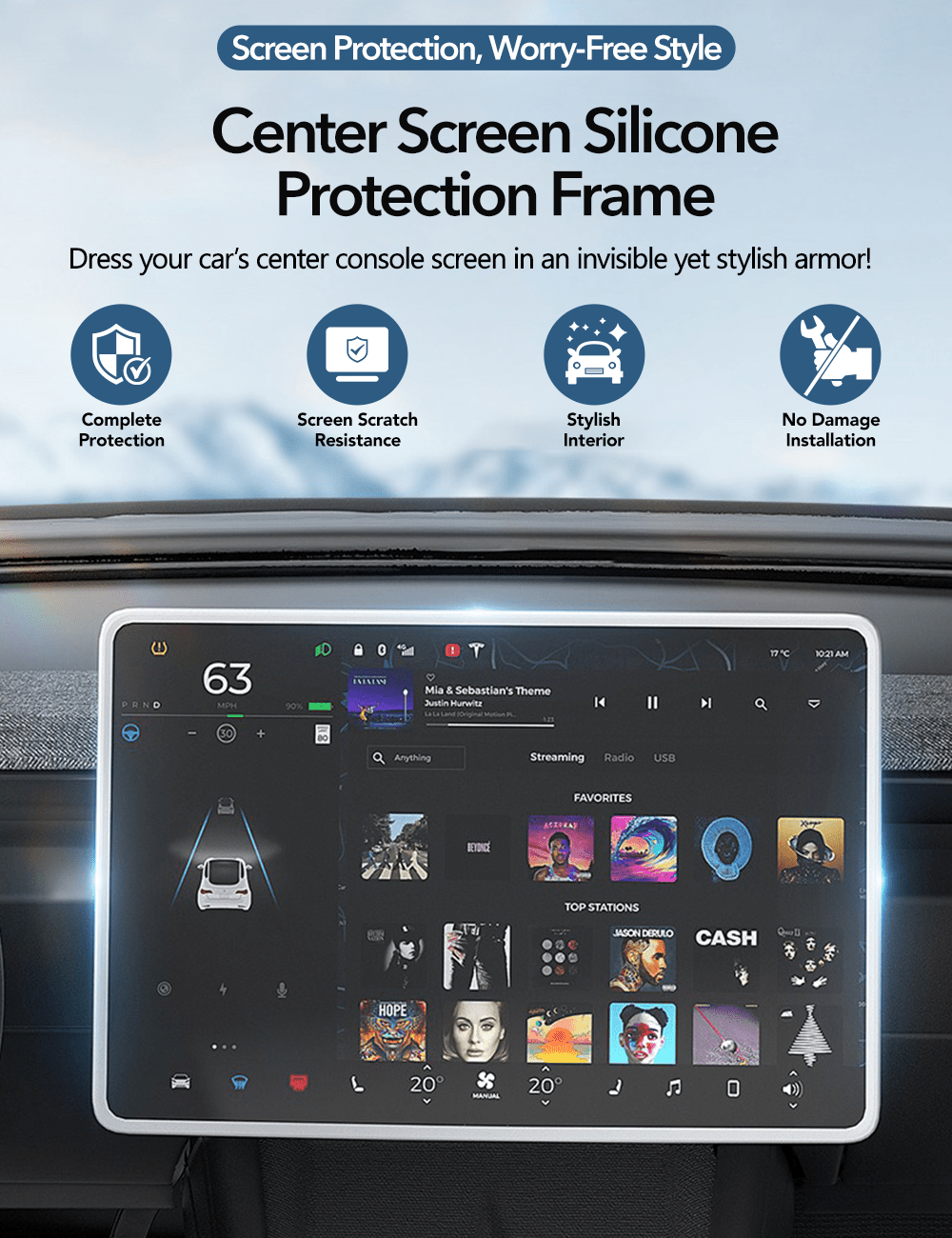 Central Screen Protector Frame for Tesla Model 3 Highland & New Model Y Tesery Official Store