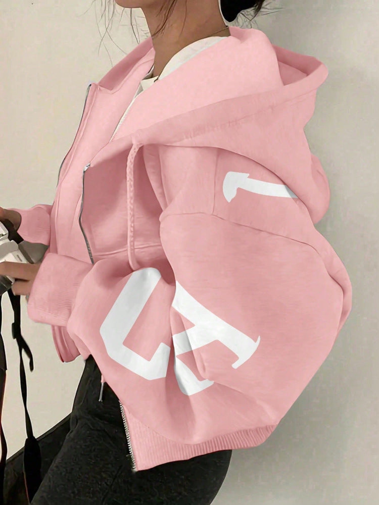 Women’s Zip-Up Printed Sweatshirt – Long Sleeve Casual Jacket FitiqueFit