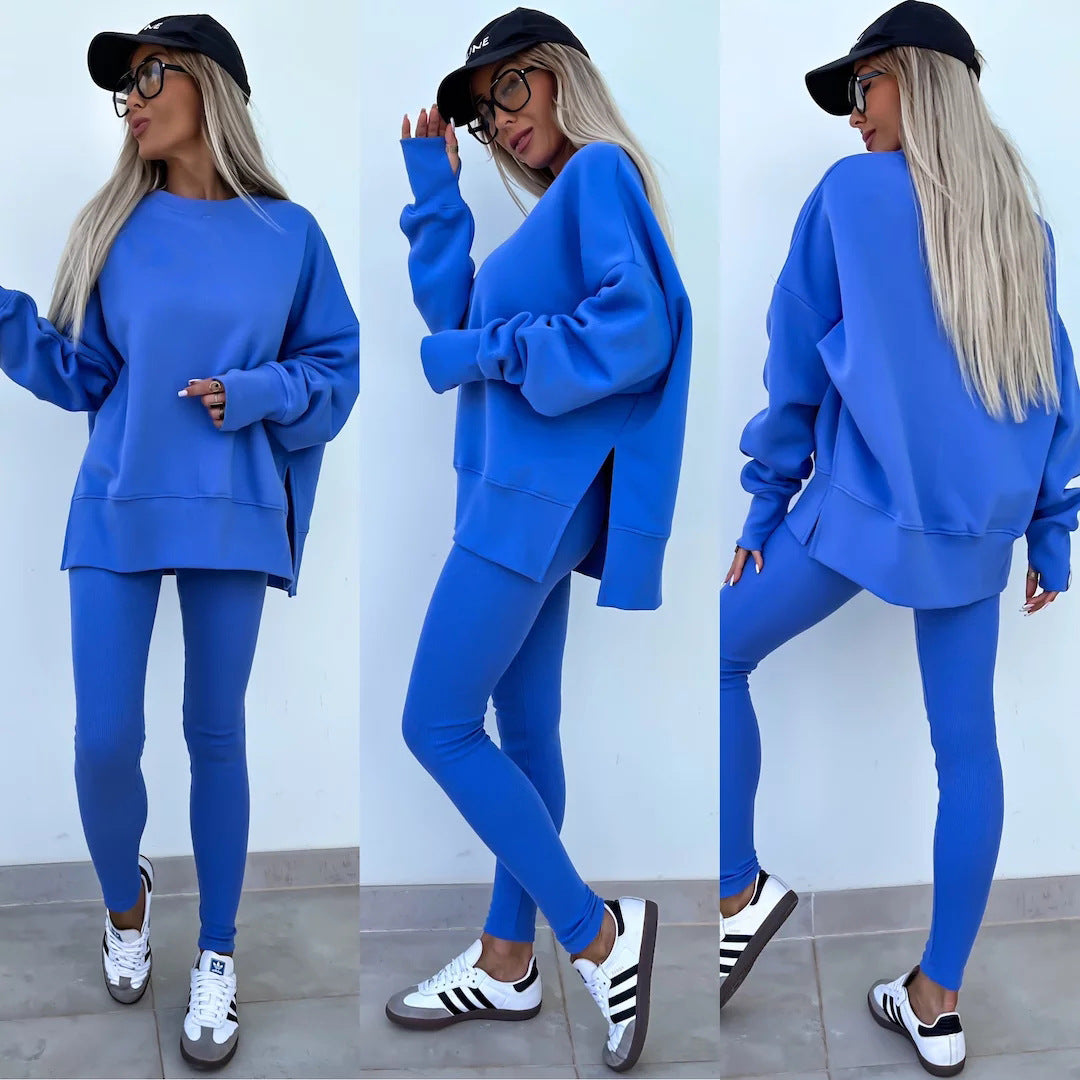 Women’s Casual Sweater Suit – Loose Split Top & Fitted Trousers Set FitiqueFit