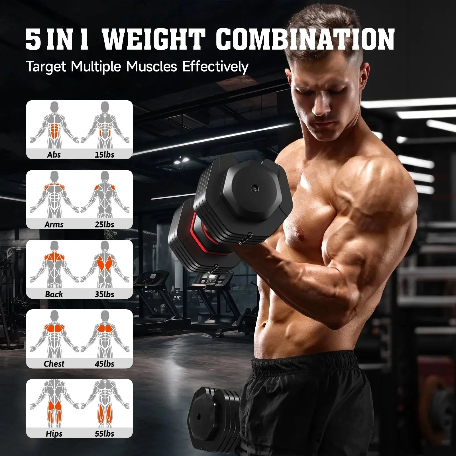 110LB Adjustable Dumbbells with High Quality Tray 15Lb to 55Lb Adjustable Dumbbell for Home Gym Exercise Equipment, ‌‌Christmas Gift