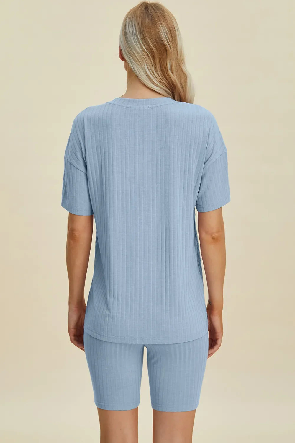 Basic Bae Full Size Ribbed V-Neck Short Sleeve Top and Shorts Set New Era Fashion LLc