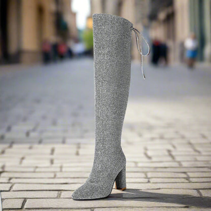 Plus-Size Over The Knee Long Boots for Women – Chunky Heel Nightclub Platform FitiqueFit