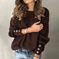 Long Sleeve Round Neck Button Knit T-shirt See size chart under “more details” The Fashion Celestial