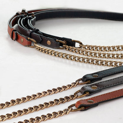 Vanity Strap - Curb Chain in Antique Brass and Cognac Leather Urban-Equestrian