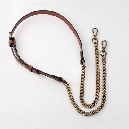 Vanity Strap - Curb Chain in Antique Brass and Cognac Leather Urban-Equestrian