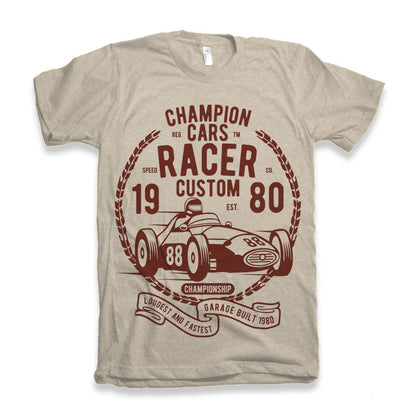 Champions Cars Men's Bamboo Viscose/Organic Cotton Short Sleeve Graphic T-Shirt Spun Bamboo