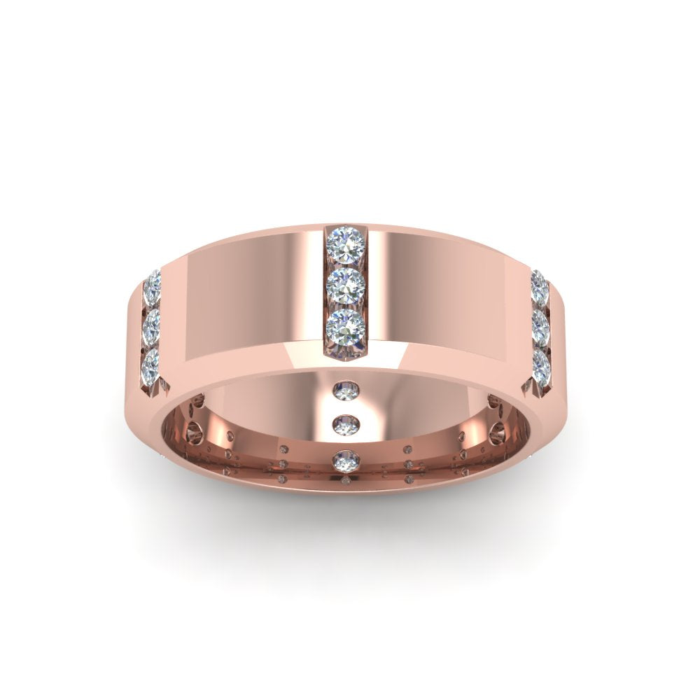 Channel Set 3 Stone Mens Anniversary Ring Fascinating Diamonds