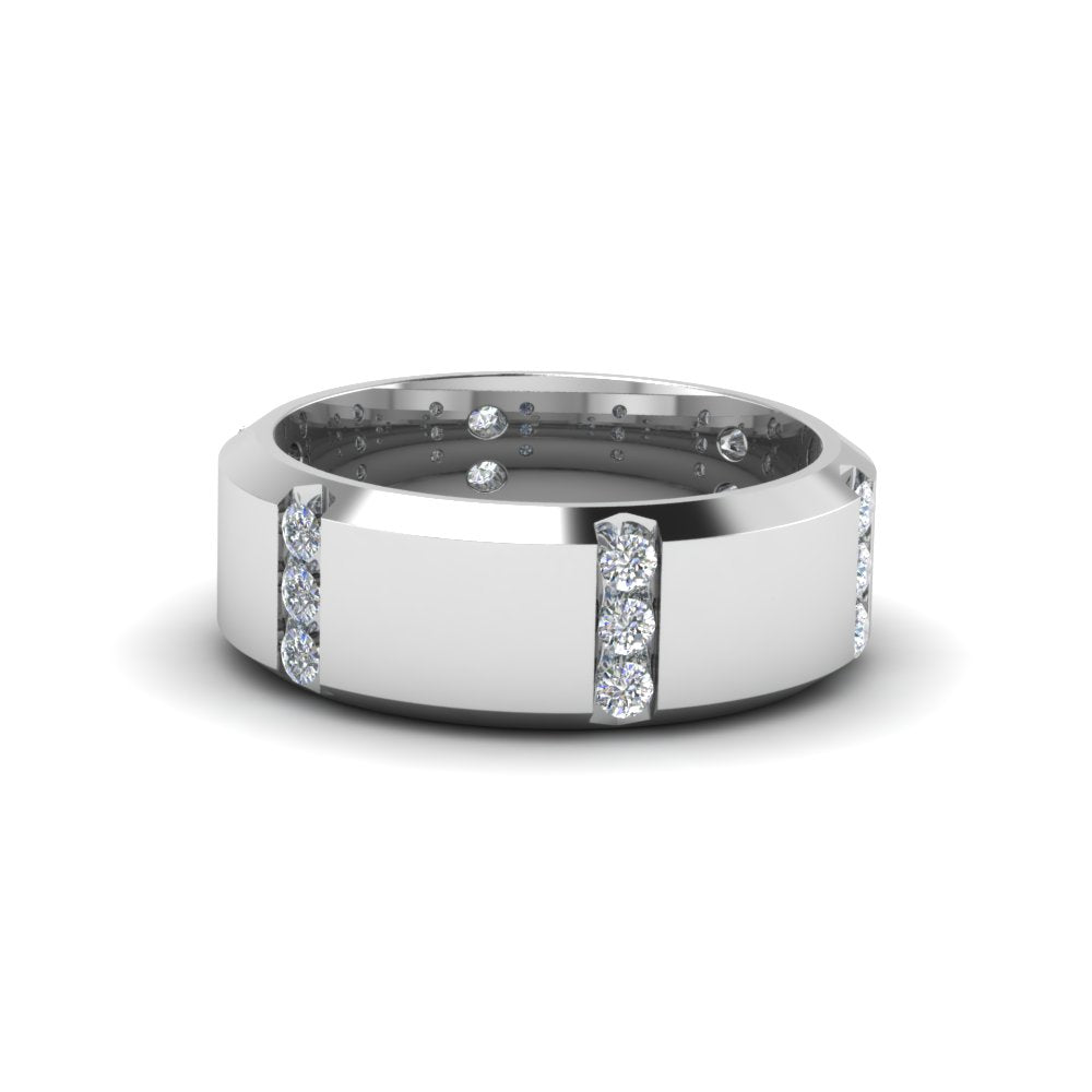 Channel Set 3 Stone Mens Anniversary Ring Fascinating Diamonds