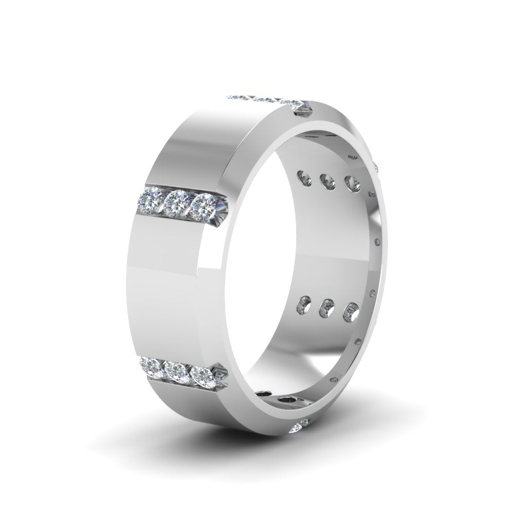 Channel Set 3 Stone Mens Anniversary Ring Fascinating Diamonds
