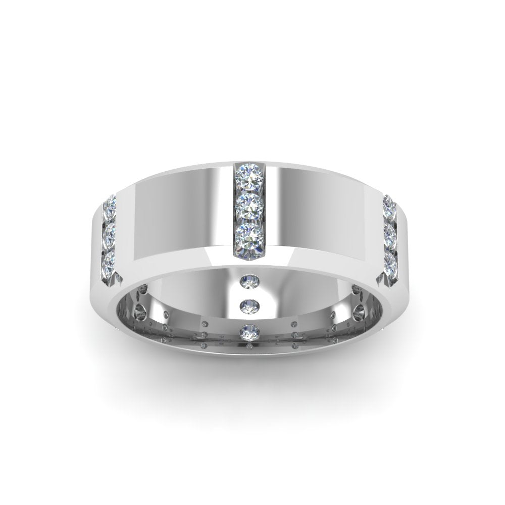 Channel Set 3 Stone Mens Anniversary Ring Fascinating Diamonds