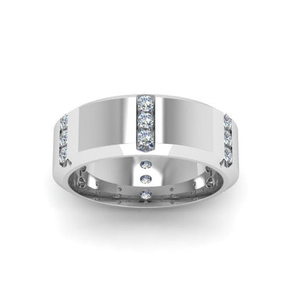 Channel Set 3 Stone Mens Anniversary Ring Fascinating Diamonds