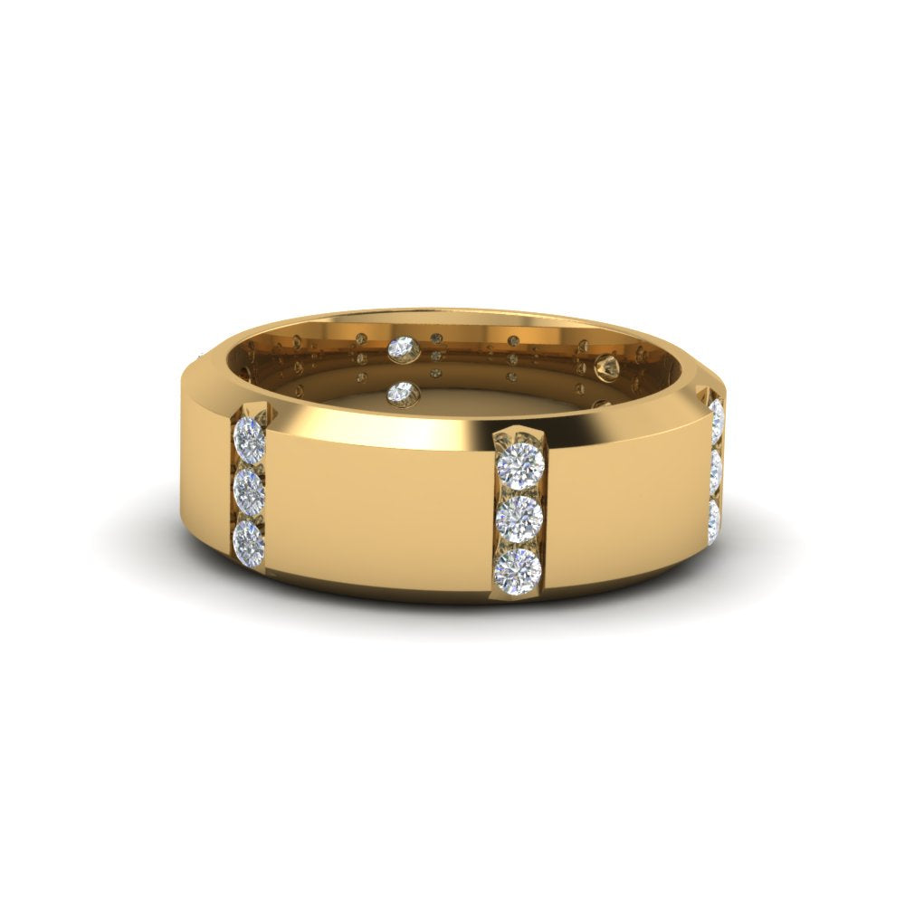 Channel Set 3 Stone Mens Anniversary Ring Fascinating Diamonds
