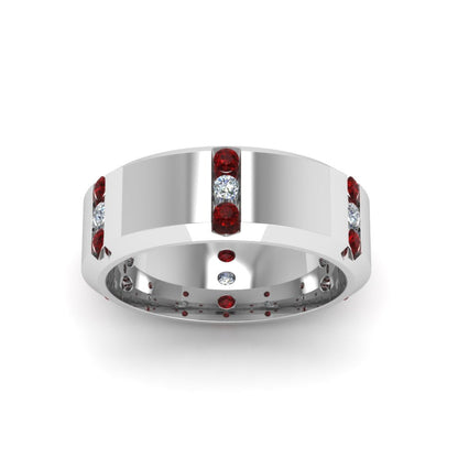 Channel Set 3 Stone Mens Anniversary Ring Fascinating Diamonds