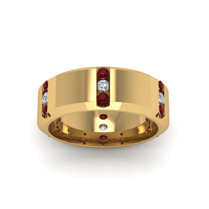 Channel Set 3 Stone Mens Anniversary Ring Fascinating Diamonds