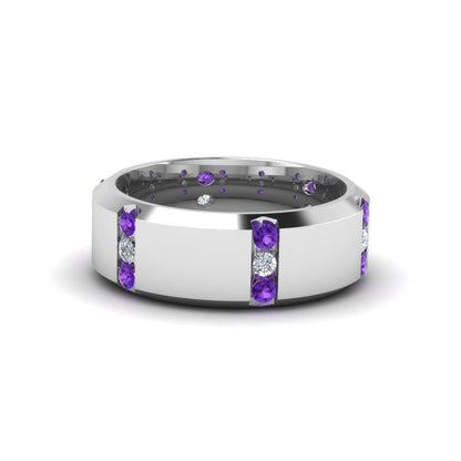 Channel Set 3 Stone Mens Anniversary Ring Fascinating Diamonds