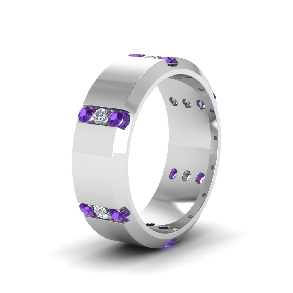 Channel Set 3 Stone Mens Anniversary Ring Fascinating Diamonds