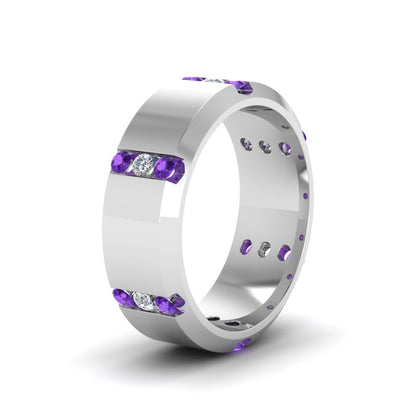 Channel Set 3 Stone Mens Anniversary Ring Fascinating Diamonds