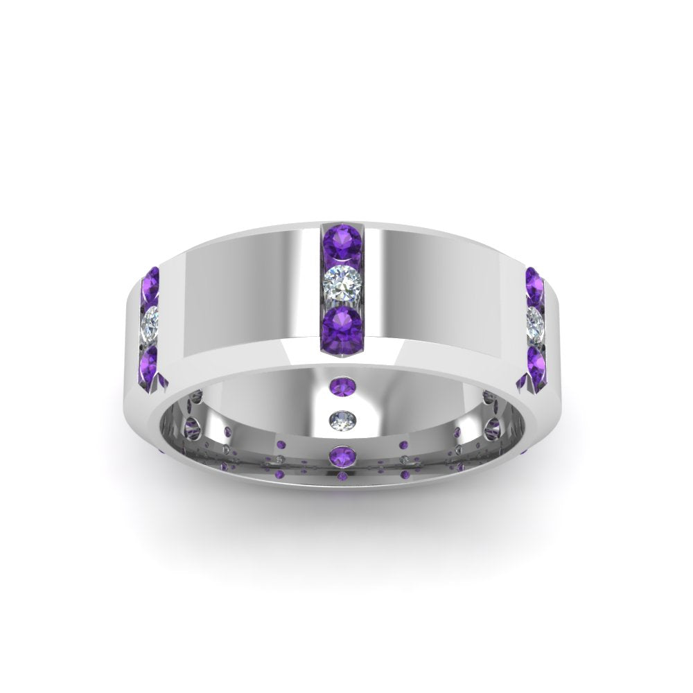 Channel Set 3 Stone Mens Anniversary Ring Fascinating Diamonds