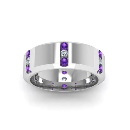 Channel Set 3 Stone Mens Anniversary Ring Fascinating Diamonds
