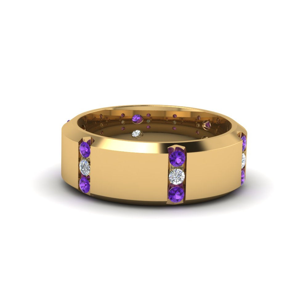Channel Set 3 Stone Mens Anniversary Ring Fascinating Diamonds