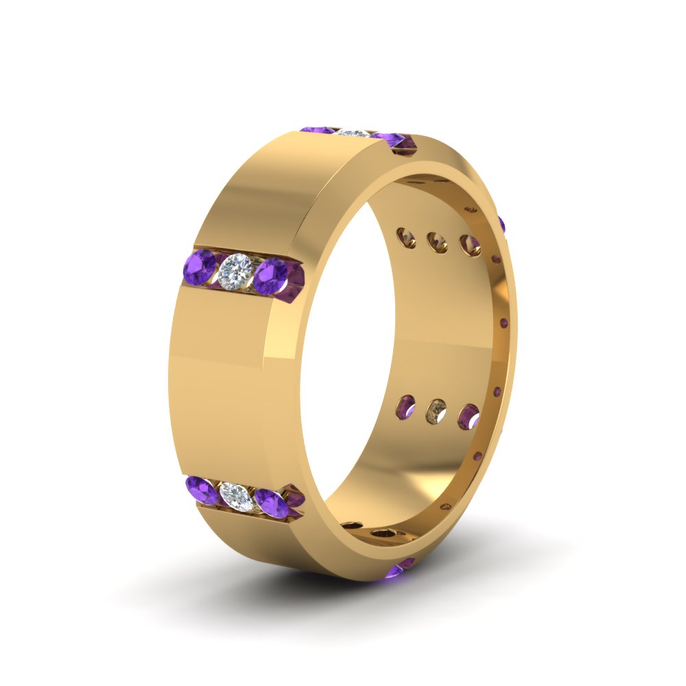 Channel Set 3 Stone Mens Anniversary Ring Fascinating Diamonds