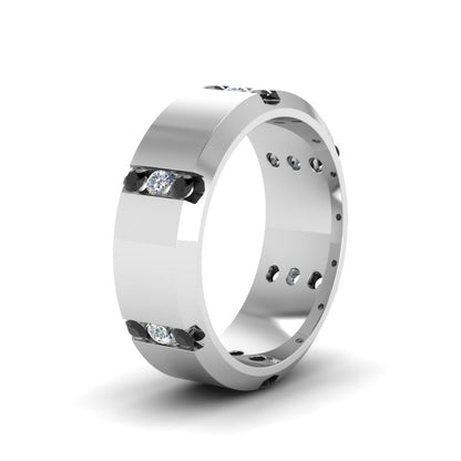 Channel Set 3 Stone Mens Anniversary Ring Fascinating Diamonds