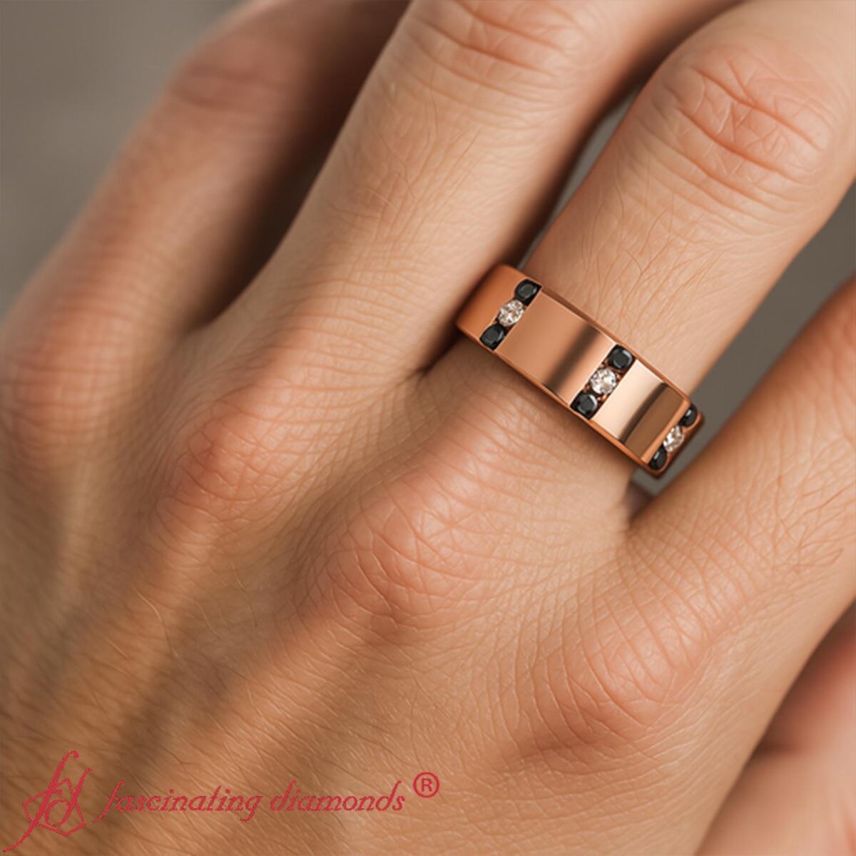 Channel Set 3 Stone Mens Anniversary Ring Fascinating Diamonds