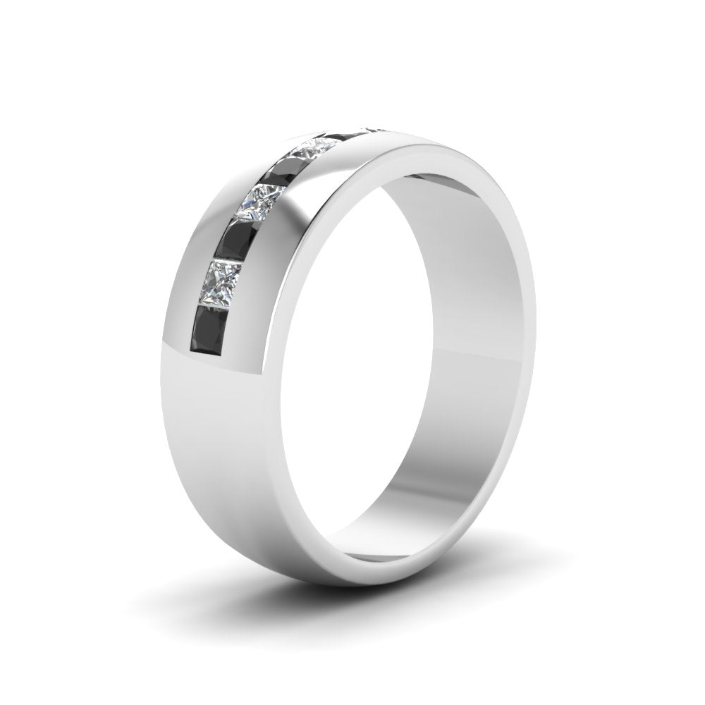 Mens Channel Set Square Wedding Ring Fascinating Diamonds