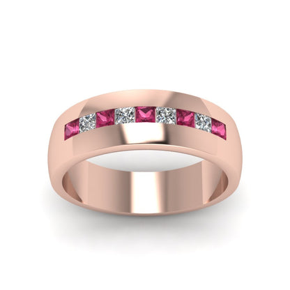 Mens Channel Set Square Wedding Ring Fascinating Diamonds