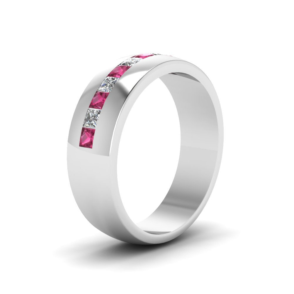 Mens Channel Set Square Wedding Ring Fascinating Diamonds