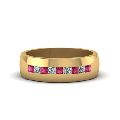 Mens Channel Set Square Wedding Ring Fascinating Diamonds
