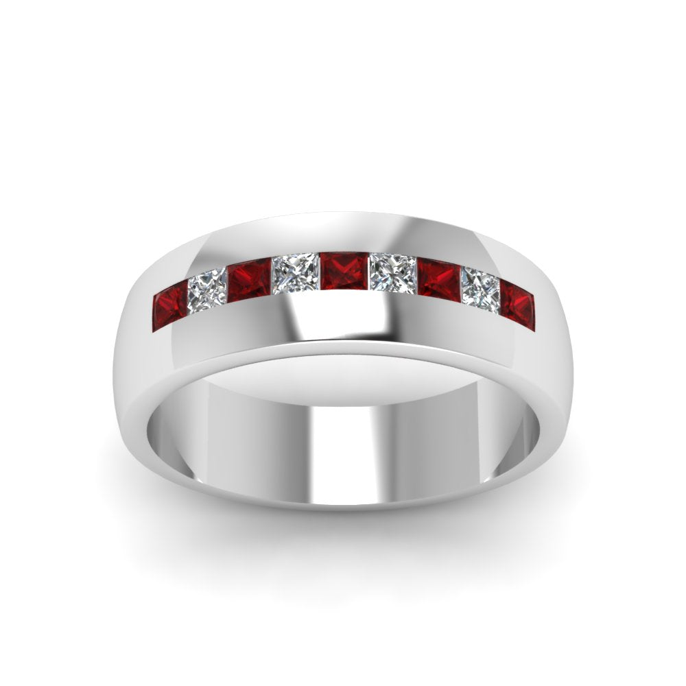 Mens Channel Set Square Wedding Ring Fascinating Diamonds