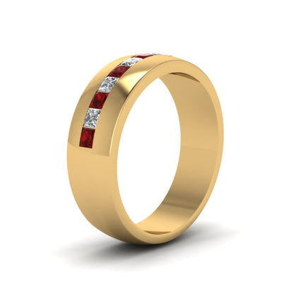 Mens Channel Set Square Wedding Ring Fascinating Diamonds