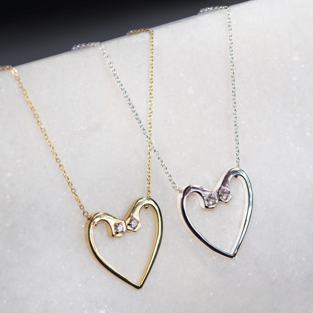 Charmed - Mossanite Equestrian Horseshoe Nail Heart Necklace in Silver Urban-Equestrian