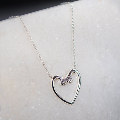 Charmed - Mossanite Equestrian Horseshoe Nail Heart Necklace in Silver Urban-Equestrian