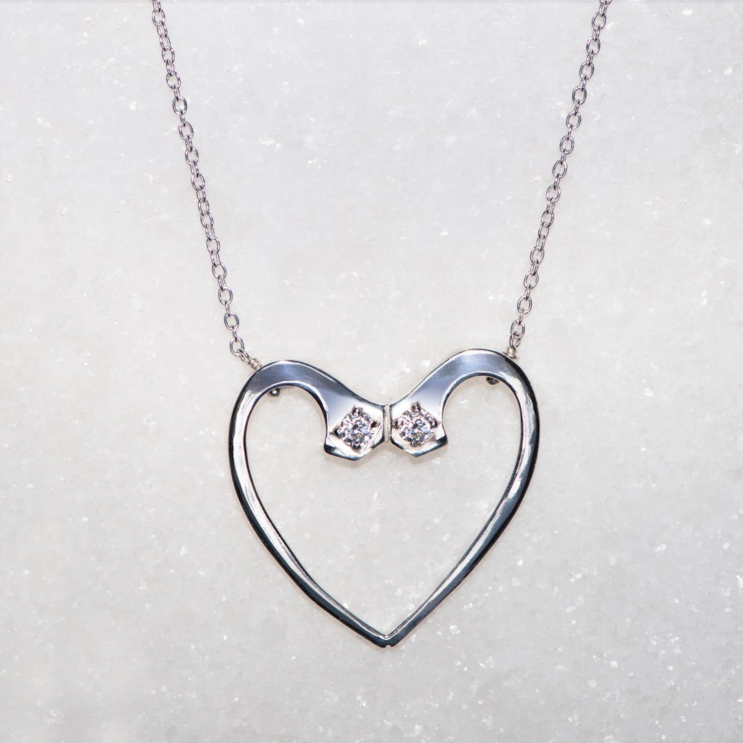 Charmed - Mossanite Equestrian Horseshoe Nail Heart Necklace in Silver Urban-Equestrian