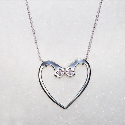 Charmed - Mossanite Equestrian Horseshoe Nail Heart Necklace in Silver Urban-Equestrian