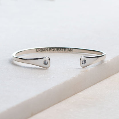 Charmed - Horseshoe Nail Moissanite Stone Bracelet in Silver Urban-Equestrian