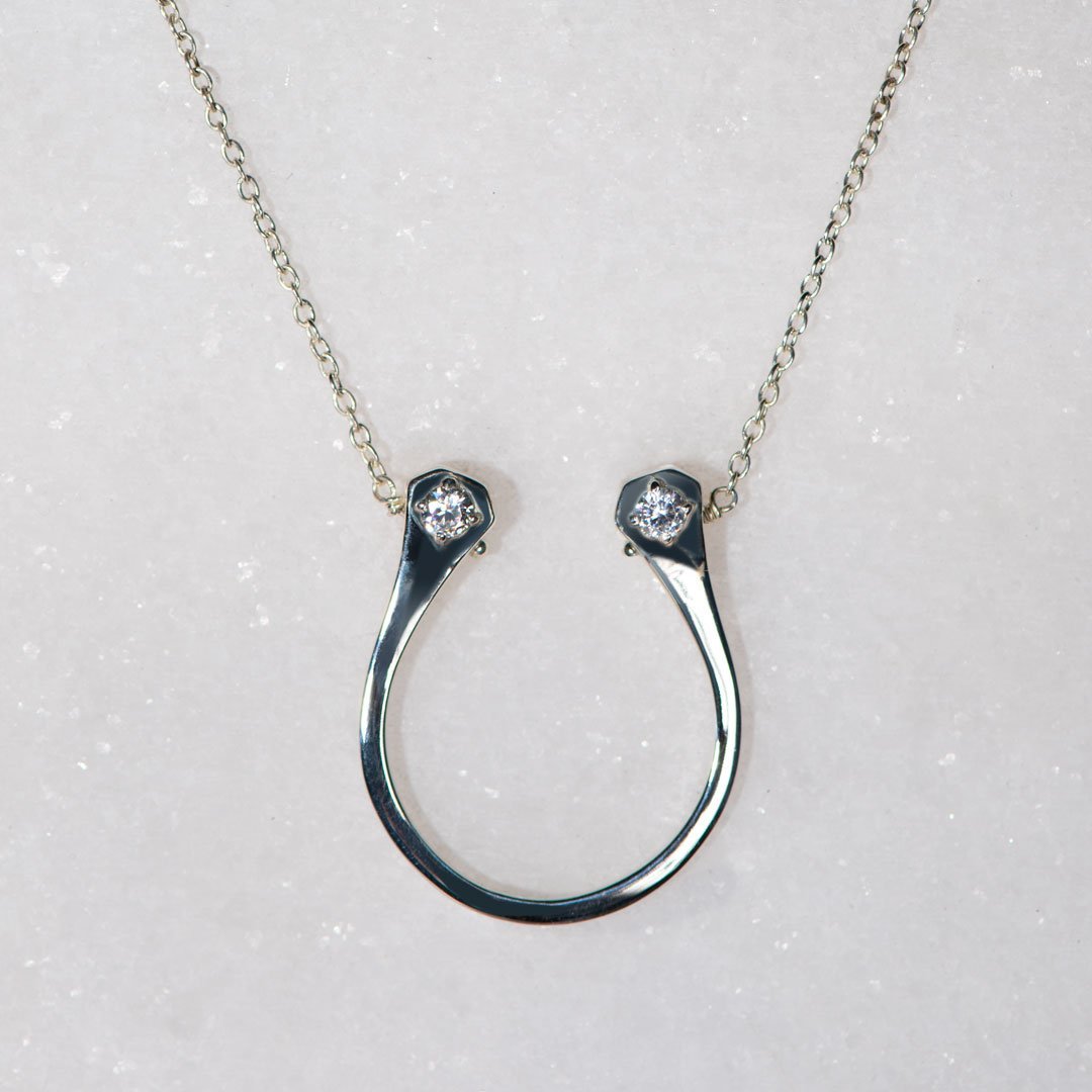 Charmed - Mossanite Equestrian Horseshoe Necklace in Silver Urban-Equestrian