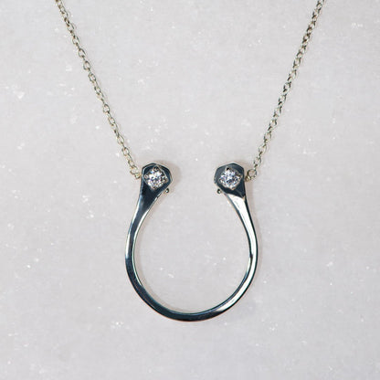 Charmed - Mossanite Equestrian Horseshoe Necklace in Silver Urban-Equestrian