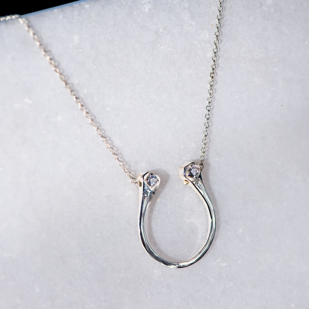 Charmed - Mossanite Equestrian Horseshoe Necklace in Silver Urban-Equestrian