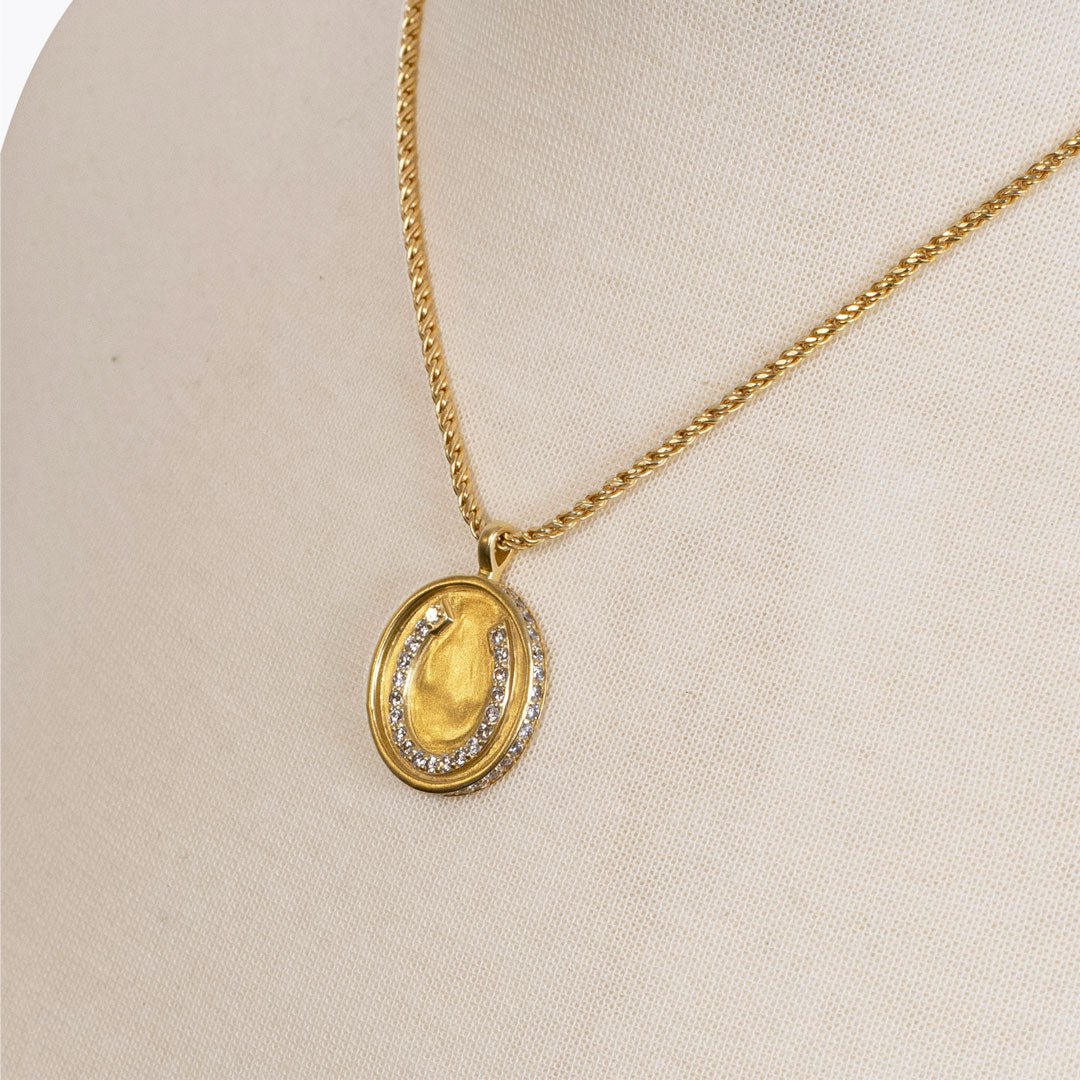 Chauncy Pave Equestrian Horseshoe Necklace in Gold Urban-Equestrian